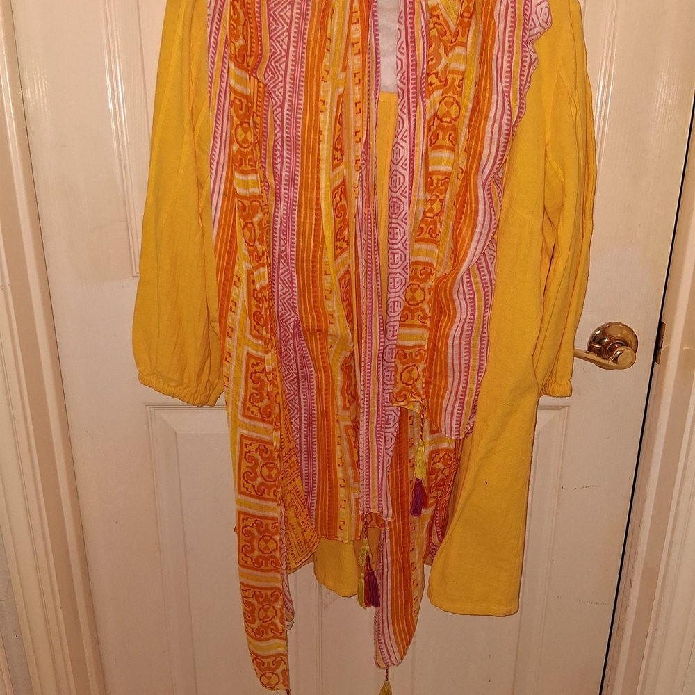 Soft Surroundings Yellow Cotton Top - Picture 3 of 6